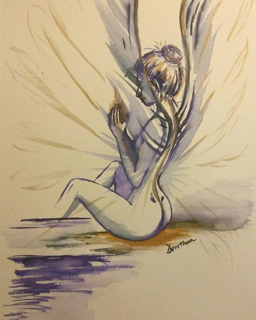 Naga kobieta ze skrzydłami - proces tworzenia obrazu "Serce"