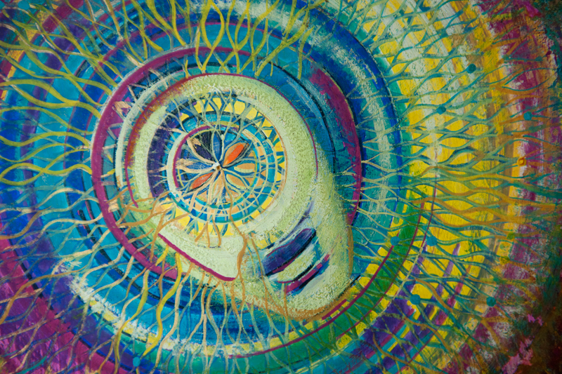 Mandala; portret duszy "Pulsar", tempera na desce 19,5x28 cm, Dorota Szpil