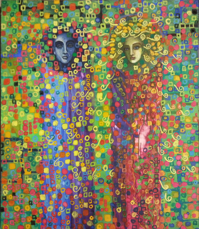 Ola, portret duszy w procesie - dwie postaci i kolorowa mozaika, Dorota Szpil, 2020