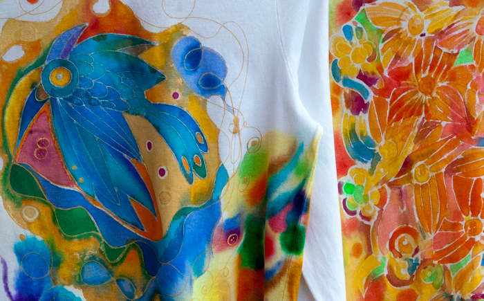 Bluzki bawełniane z ręcznie malowanymi wzorami
