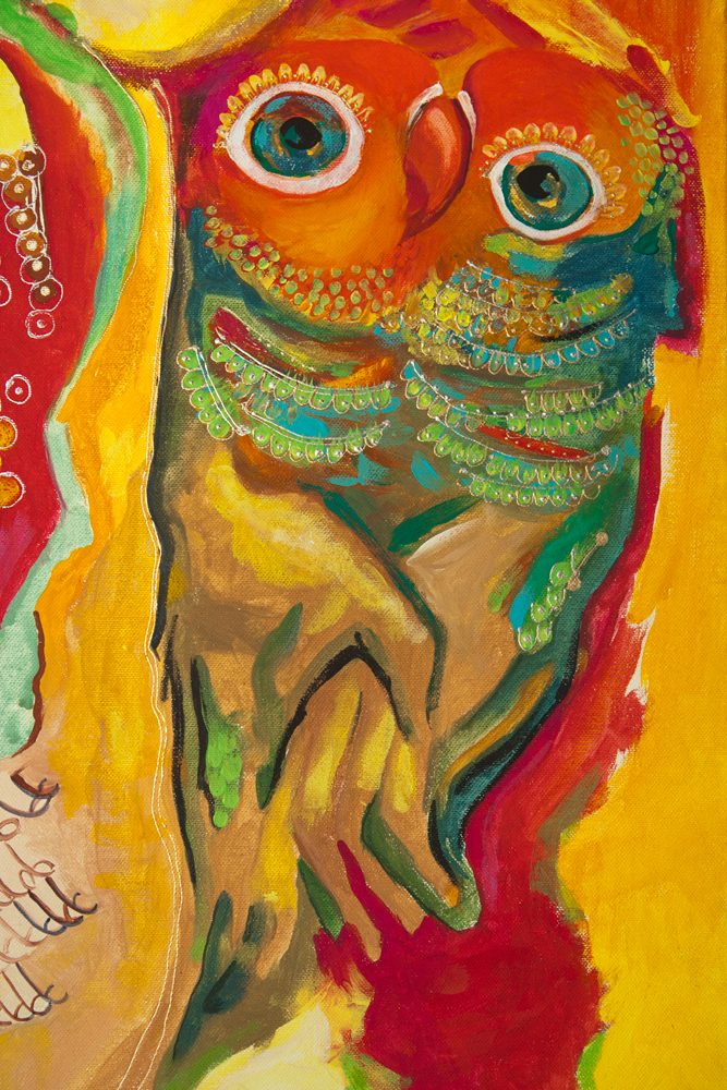 Papużki nierozłączki, fragment obrazu, Dorota Szpil,2023